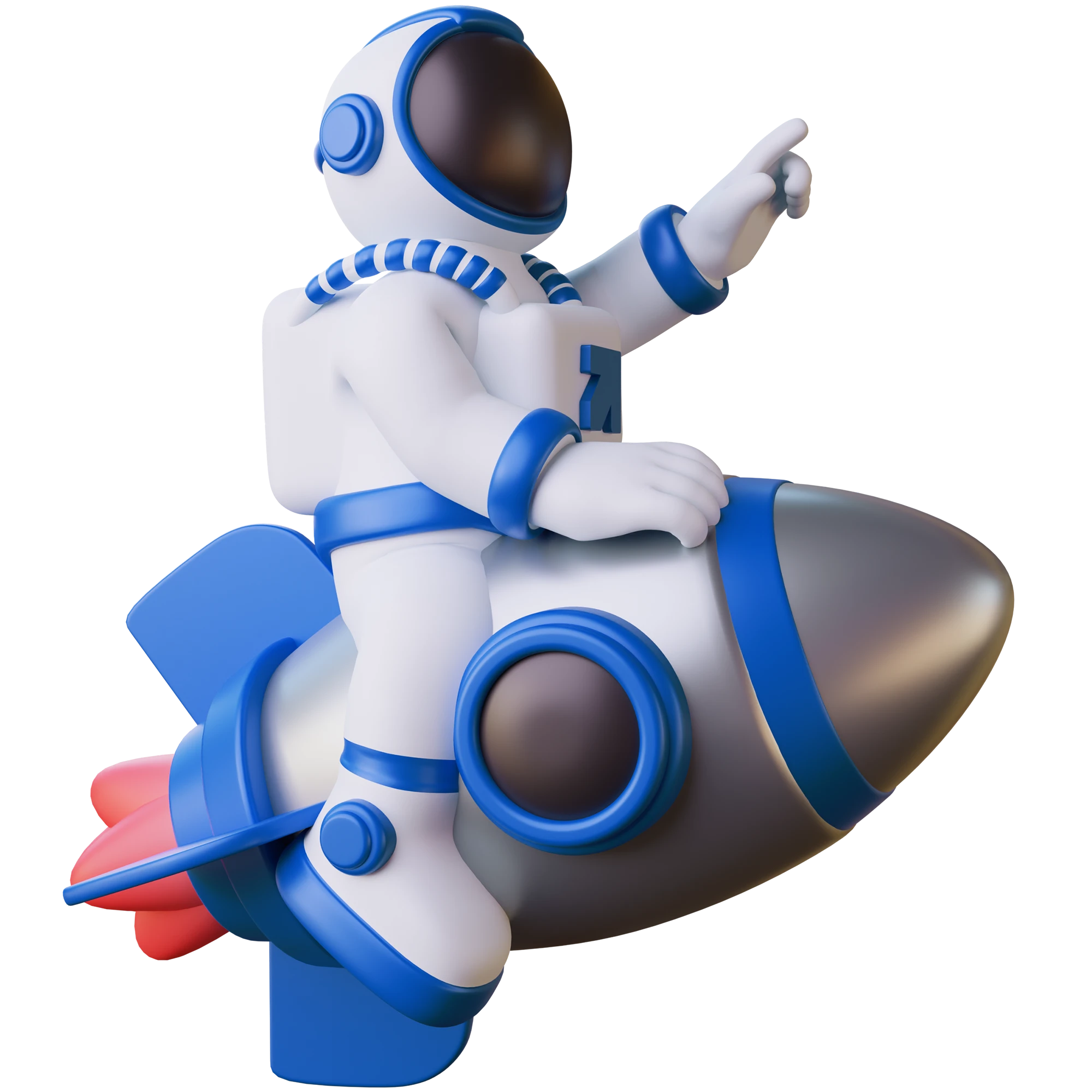 Zimbabwe Handei Digital's astronaut mascot riding a rocket, symbolising launching websites with creativity and speed.