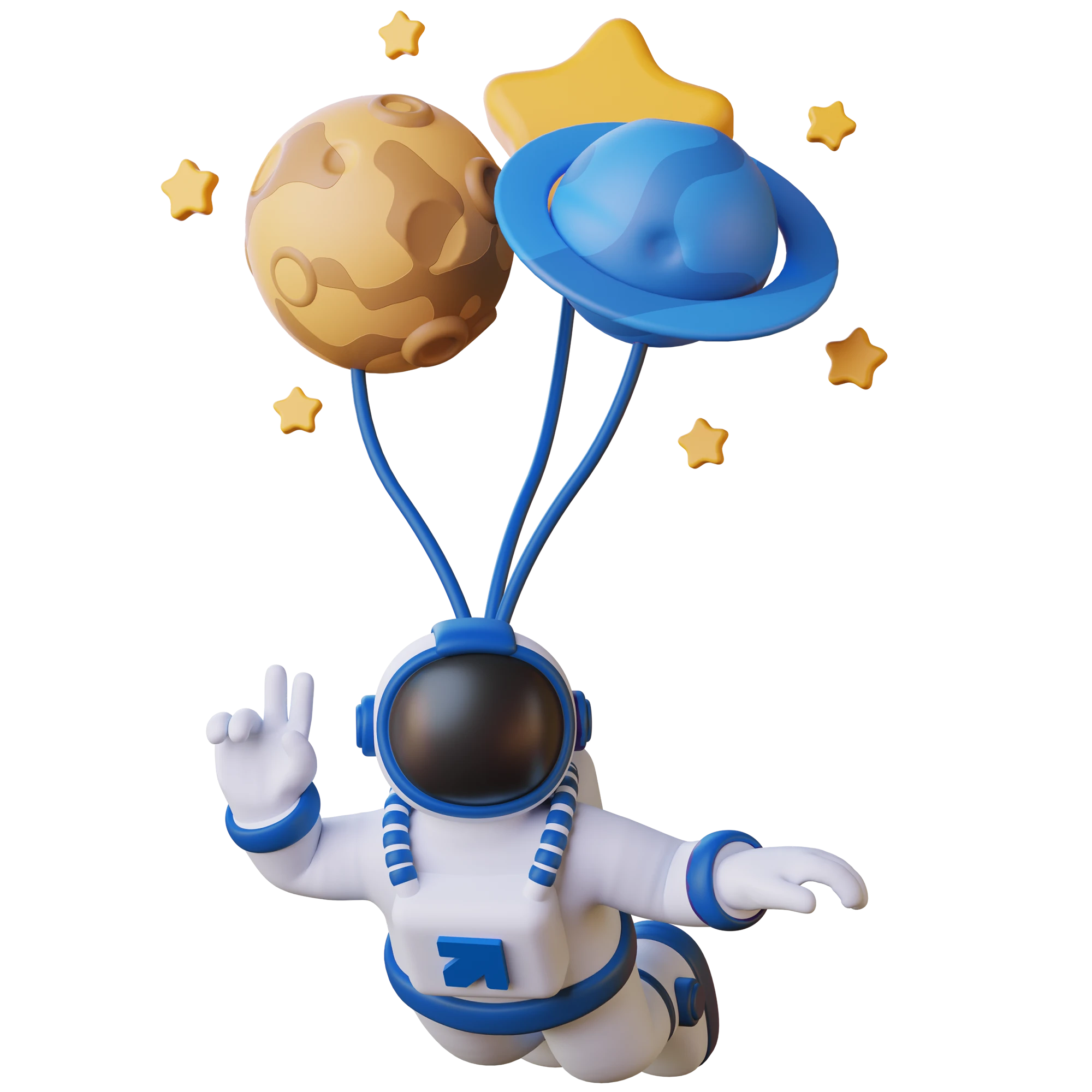 Zimbabwe Handei Digital’s astronaut mascot floating with planet balloons and stars.